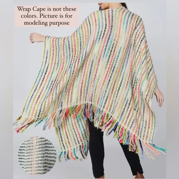 New America & Beyond Winter Cape in Pink/Black/White/Cream - No Size - Picture 2 of 9
